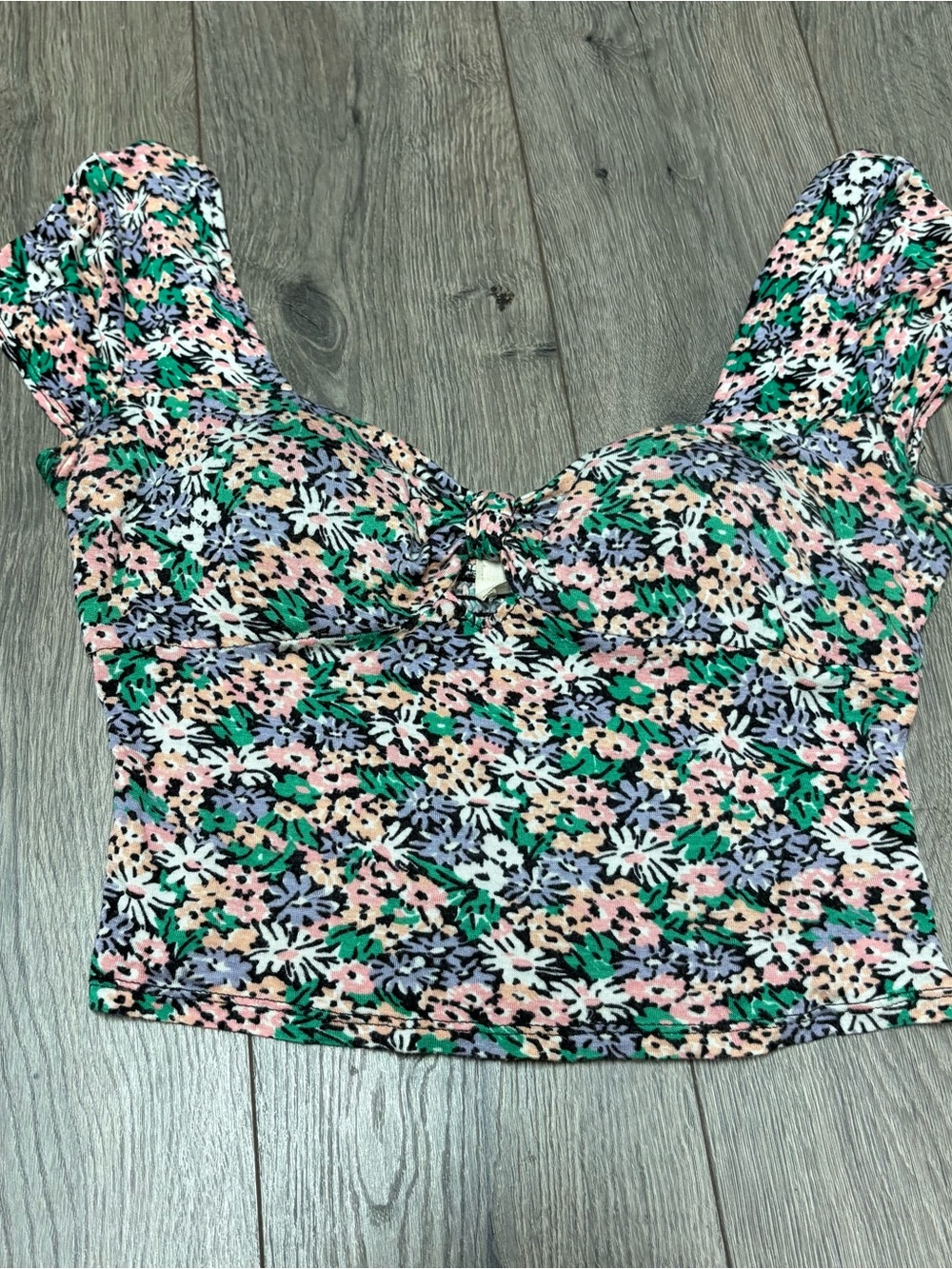 Floral padded crop tank top